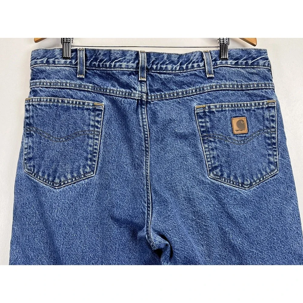 Carhartt Fleece Lined Jeans Sz 40 x 30 Mens Blue Relaxed Fit Warm